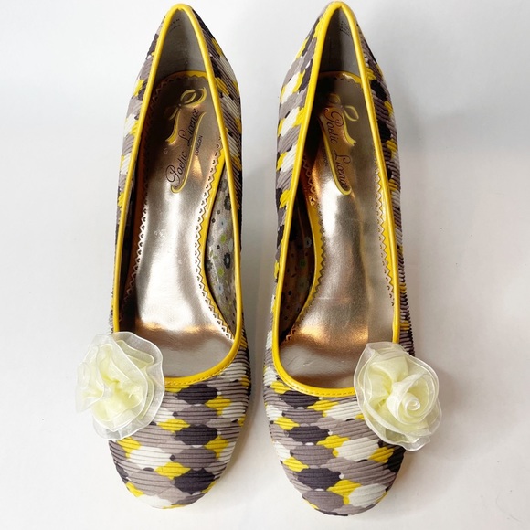 NWOB Poetic Licence Picnic Ready Yellow and Gray Embellished Heel - Picture 5 of 12